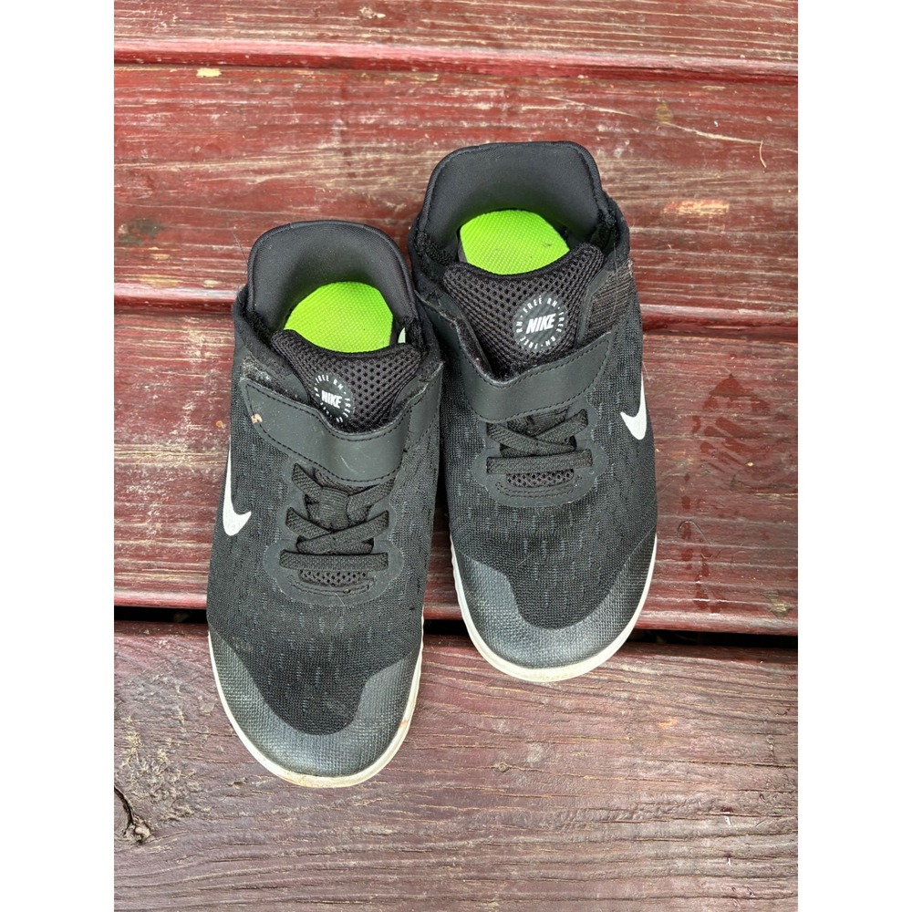 Nike Free RN Sneakers Kids 1.5 Black Good Hook and Loop Athletic Running Shoes